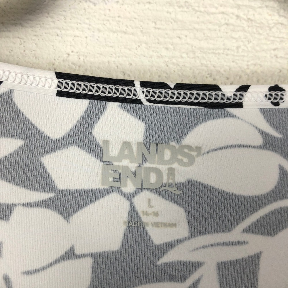 Lands' End Womens Floral Rash Guard Size L Resortwear Modest Swim Beach Vacation - Picture 8 of 10